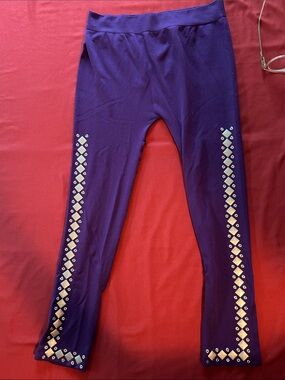 Women’s Purple Leggings with Silver Stud Trim
